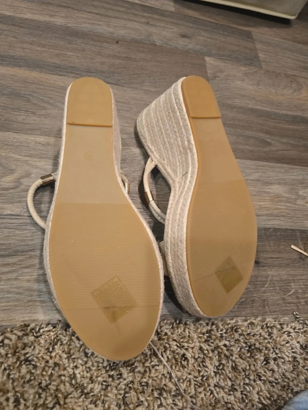 Beige Espadrille Wedge Sandals - Women